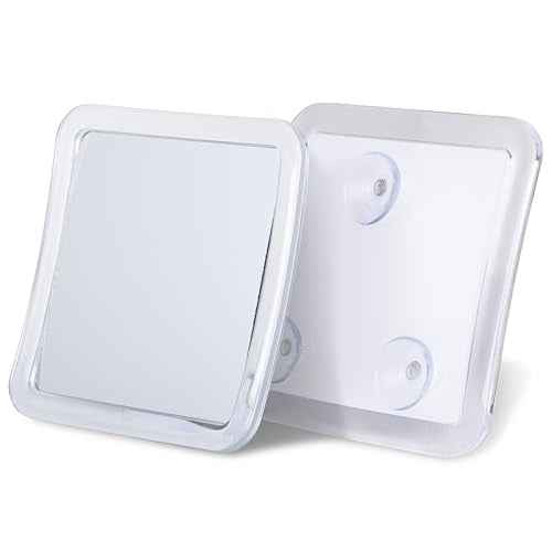Small Travel Shower Mirror - Fogless Shower Shaving Mirror with Triple Suction Cups, Anti-Fog & Shatterproof Stick On Shave Mirror for Bathroom and Travel - 5.3" x 5.3"