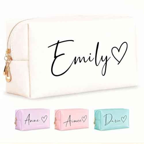 Personalized Makeup Bag with Name & Birth Flower - Custom Toiletry Bag for Women, Unique Bridesmaid Gifts, Wedding Party Favors, Best Friend Birthday Present