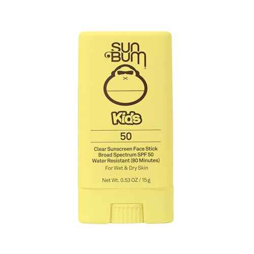 Sun Bum Kids SPF 50 Clear Face Stick Sunscreen - Wet or Dry Skin Application Broad Spectrum Sunscreen with Vitamin E - Hawaii 104 Act Compliant (Without Octinoxate & Oxybenzone) - Travel Size 0.53 oz