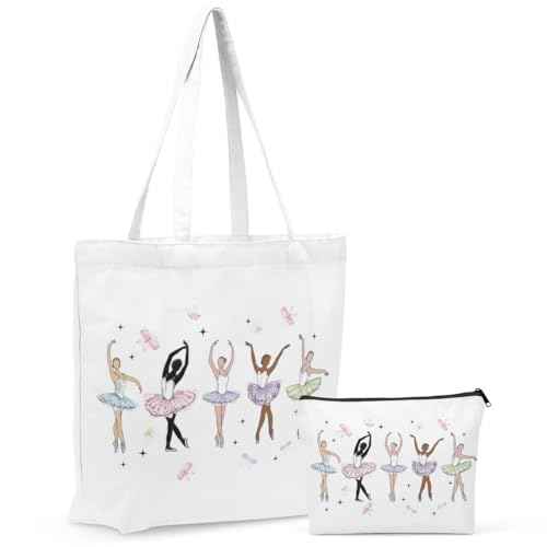 Christian Gifts for Women Dancer Girls Canvas Bag Makeup Bag Set Inspirational Dance Gifts Grocery Cosmetic Bags
