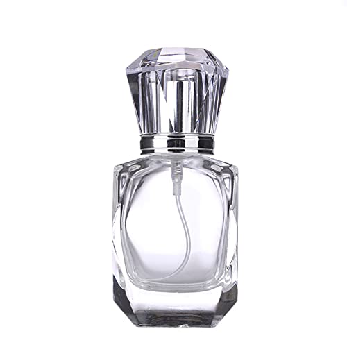 AKOAK 1 Bottle 30ML (1.01 OZ) Crystal Transparent Glass Perfume Bottle Fine Mist Spray Repeatable Filling Clear Bottle for Perfume, Alcohol, Toner
