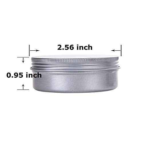 2 Ounce Aluminum Tin Jar Refillable Containers 60 ml Aluminum Screw Lid Round Tin Container Bottle for Cosmetic,Lip Balm, Cream, 12 Pack.