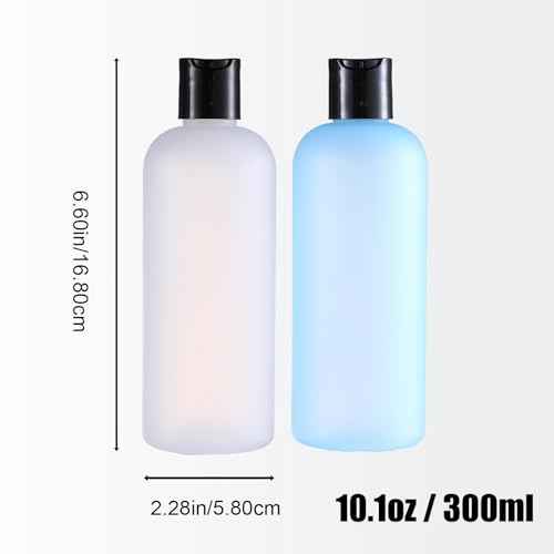 10 oz Small Plastic Bottles with Disc Caps, Empty Shampoo Bottle, Leak Proof Travel Bottles for Toiletries,Conditioner,Lotions,Cream, Dish Soap,BPA Free, Pack of 2