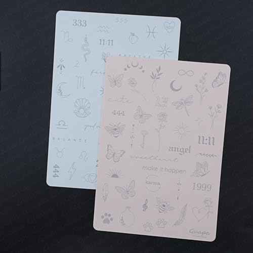 Guapa 3pcs Tiny Tattoo Practice Skin over 80 Unique Stencil Designs Realistic Replication Tattoo Stencil Designs for Real Tattoos (Pink Sheet)