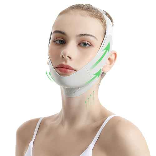 Reusable Facial Lifting Belt, V Line Lifting Mask with Chin Strap for Sleeping, Jaw Exerciser V-Shaped Double Chin Reducer, Jawline Shaper with Adjustable Straps