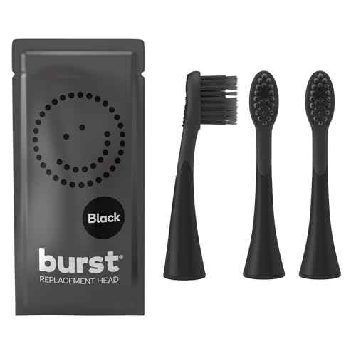 BURST Genuine Replacement Heads for Original Sonic Electric Toothbrush (Black/3 Pack) | Ultra Soft Bristles for a Deep Clean | Stain & Plaque Removal