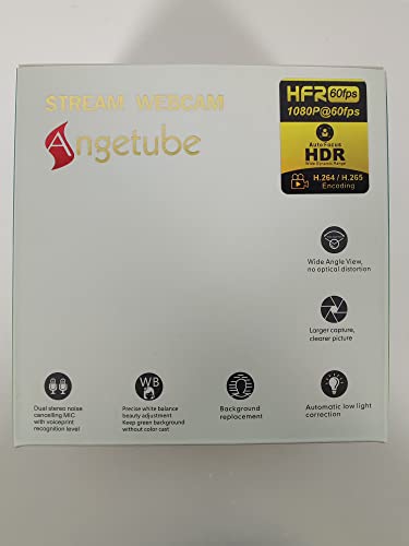 Angetube 1080p Webcam with Ring Light for Streaming: USB 60FPS Web Camera with Microphone-HDR-Enabled-HD Auto Light Correction Web Cam with Adjustable FOV, for Teams, Zoom, PC/Laptop/Mac/Desktop