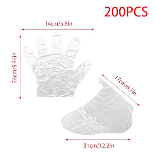 200 PCS Disposable Paraffin Wax Liners for Feet and Hand, Plastic Hand and Foot Bags Hot Wax Therapy