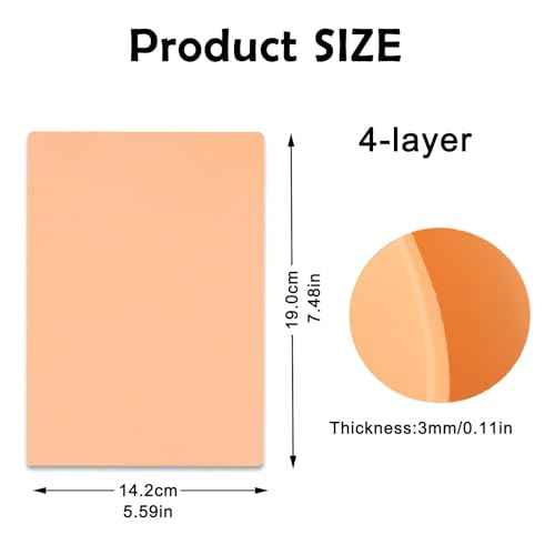 3MM Fake Tattoo Skin - 5pcs Tattoo Practice Skins Double Sides Professional Training Pad for Tattoos Training Depth Control Realistic Texture for Beginners to Professionals Tattoos Supplies