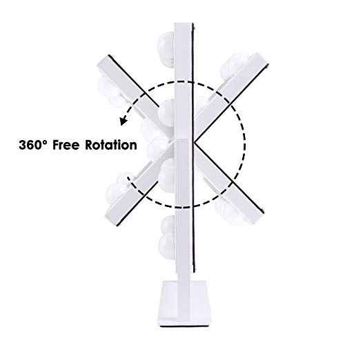 Lighted Makeup Mirror Hollywood Mirror Vanity Mirror with Lights, Touch Control Design 3 Colors Dimable LED Bulbs, Detachable 10X Magnification, 360¡ÆRotation, (White) 12" L x 14" W