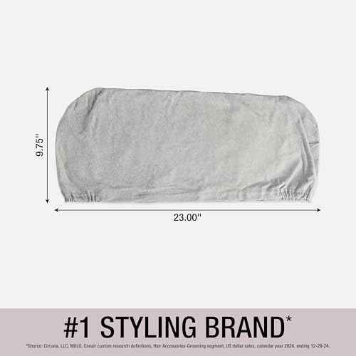 CONAIR Cotton Twist & Wrap Hair Towel, Fast Drying Ultra-Absorbent Hair Plop for All Types and Lengths, Turban-Style Cotton Towel Helps Maintain Natural Curl Style, Gray