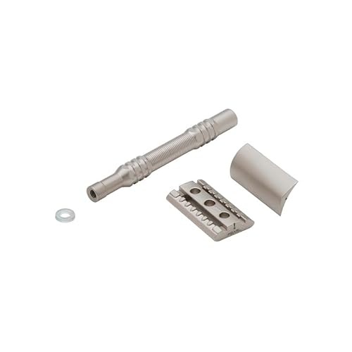 PEARL Premium Shaving Double Edge Safety Razor for Men- Semi Slant Stainless Steel | Triple Plating, Gift Kit | Efficient & Gentle Shave for Thick, Wiry Hair Sensitive Skin | L-65 Semi Slant DE Razor