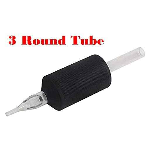Tatmax 20PCS 1 Inch 25MM Tattoo Disposable Tubes Tips Black Silicone Clear Tips Round, Diamond, Flat Tubes (3 Round Tubes)