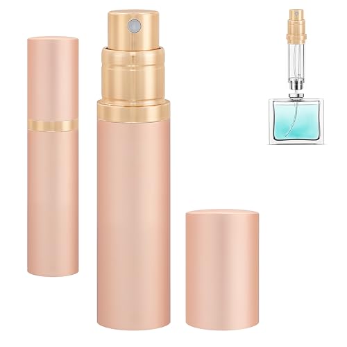 Travel Refillable Perfume Atomizer Bottle 5ml Leakproof Travel Perfume Refillable Bottle, Perfume Atomizer (Rose Gold)