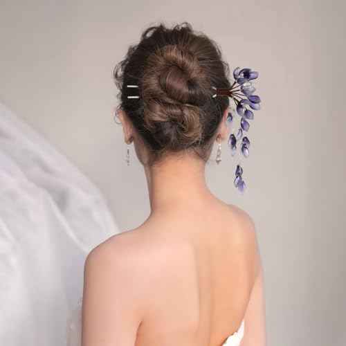 Chinese Hair Stick for Buns Flower Metal Hair Chopsticks for Women and Girls Chinese Hanfu Costume Retro Fancy Headpieces Accessories