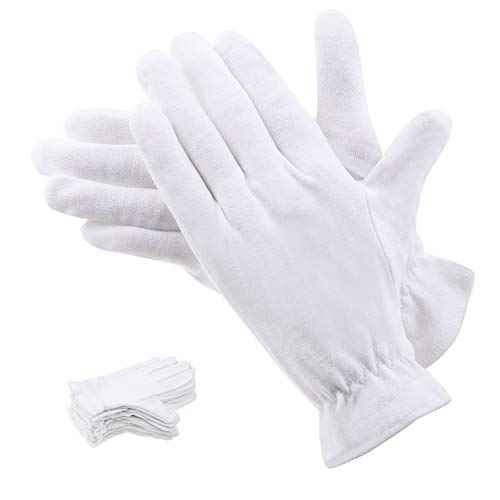 100 Percent Cotton Gloves for Dry Hands Eczema, Selizo 10 Pairs White Cotton Gloves for Women Dry Hands Moisturizing Cosmetic Sensitive Irritated Skin Spa
