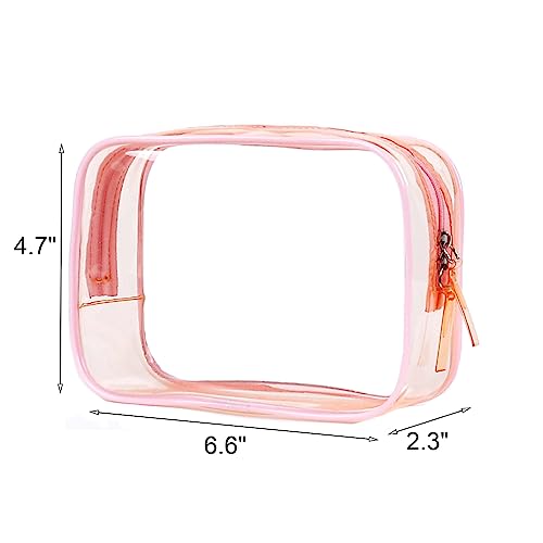 Buminee Clear Pouch Small, 6.6"x2.3"x4.7" Size TSA Approved Toiletry Bag, Travel Bags for Toiletries, Cosmetic Bag for Women and Men Small - Mixed Color - 5 Pack