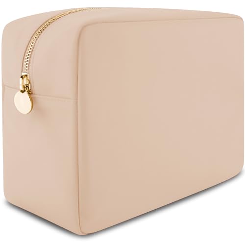 DANCOUR Nylon Makeup Bags for Women Large Preppy Travel Toiletry Pouch Cosmetic Bag Makeup Organizer