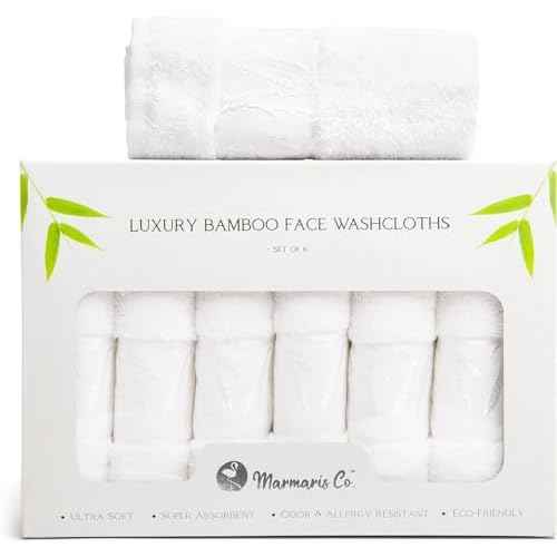 Set of 6 Luxury Wash Cloths for Your Face Viscose Bamboo & Turkish Cotton, White Wascloths