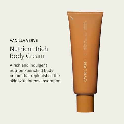 CYKLAR Nutrient Rich Body Cream. Vanilla Verve Nourishing Moisturizer with Niacinamide and Banana Flower Extract. Deep Hydration, Thick Body Lotion, Dry Skin Cream for Women and Men, 8 Fl Oz
