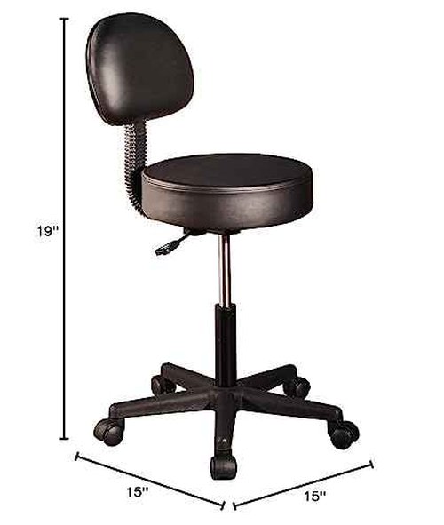 Master Massage Pneumatic Rolling Massage Stool with Backrest Black