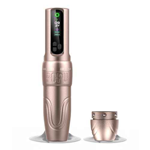 Wireless Tattoo Machine 2.0-3.5mm 6 Strokes Gun Pen with Brushless Motor 1600mAh Battery for SMP Tattoo Eyebrows Lip Hairstrokes Brow Professional Tattoo Artist Supply Rose Golden (DIVA) 180g