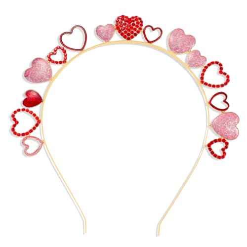 Valentines Headband for Women, Glitter Love Heart Headbands, Red Crystal Headband for Valentine¡¯s Day Hair Accessories Gifts