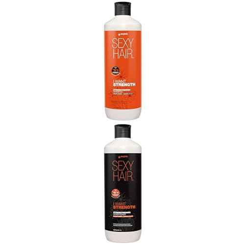 SexyHair I WANT STRENGTH Shampoo and Conditioner Bundle, 33.8oz | 73% Less Breakage | Safe for Color-Treated Hair | All Hair Types*