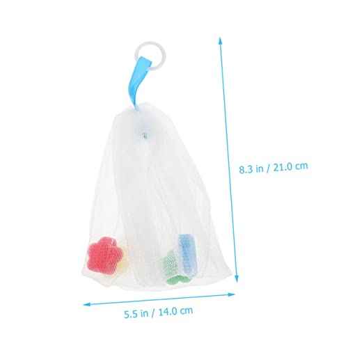 minkissy 4pcs Facial Foaming Nets for Soap Exfoliating Bubble Maker Pouches for Gentle Face Wash Skincare Routine Sponge Flower Design