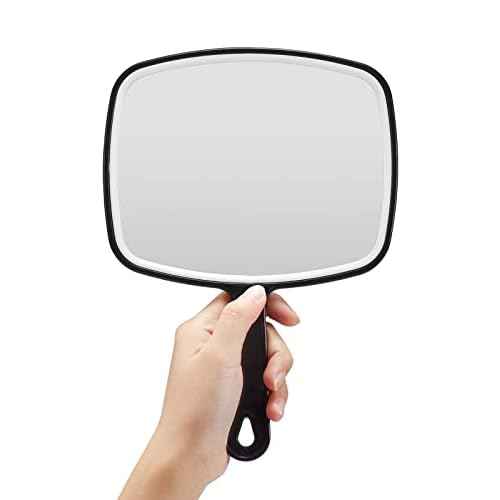 OMIRO Hand Mirror, Black Handheld Mirror with Handle, 6.6" W x 9.2" L