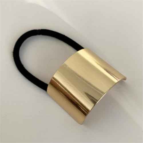 Papasgix Metal Hair Cuff: Geometric Elastic Accents for Thick Hair - Gold Ponytail Cuffs, Set of 14