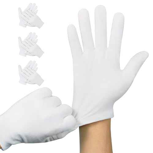 3 Pairs White Cotton Gloves, Premium Cotton Gloves for Dry Hands Sleeping, White Gloves for Moisturizing Hands Women and Men, Cloth Gloves for Eczema, Spa Glove for Lotion Overnight by Htaexpu