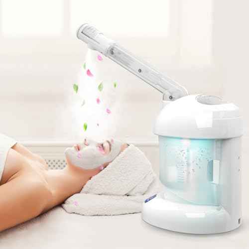 Nisperos Nano Ionic Facial Steamer - 360¡Æ Rotatable Sprayer - 40 Minutes Warm Mist - Humidifier - Professional Face Steamer for Facial Deep Cleaning (White)