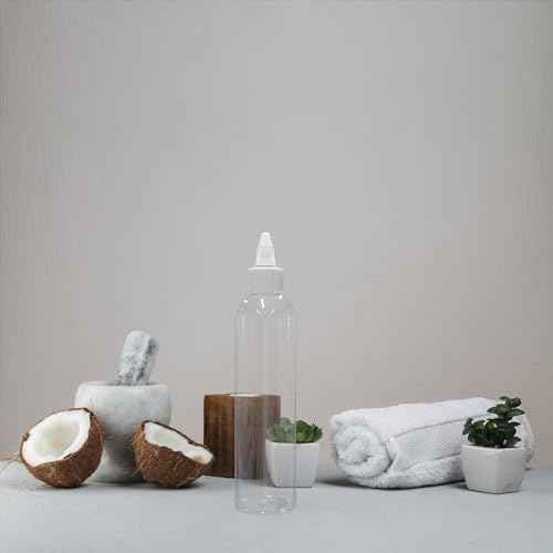 BRIGHTFROM Twist Top Applicator Bottles, Clear 8 OZ BPA-Free Plastic, Empty, Squeeze, Refillable - Open/Close Nozzle - Multi Purpose (Pack of 4)