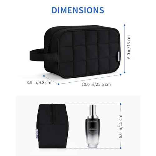 Narwey Puffy Travel Toiletry Bag for Traveling Women Girl, Travel Bag for Toiletries, Cute Travel Makeup Bag Organizer, Quilted Cosmetic Bag Make Up Skincare Medicine Bags