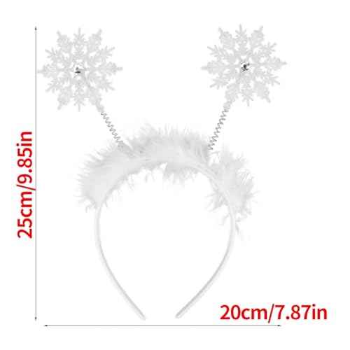 Doneace Snowflake Headband Christmas Headbands for Women Snowflake Hair Band White Feather Hair Hoop Christmas Hair Accessories for Girls Kids Xmas Holiday Party Favor Gifts 1 Pack, One Size Fits All