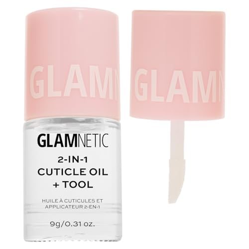 Glamnetic 2-in-1 Cuticle Oil | Nourishing Cuticle Serum & Cuticle Pusher For Healthy Nails | Overnight, Hyaluronic Acid & Botanical Oils - 0.31 Oz