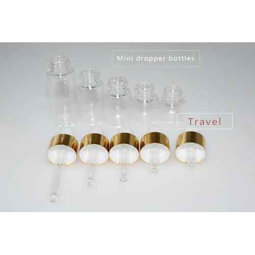 Small Dropper Bottle, 1ml+2ml+3ml+4ml+5ml 10Pcs Mini Glass Sample Dropper Bottles for Travel Liquids tiny