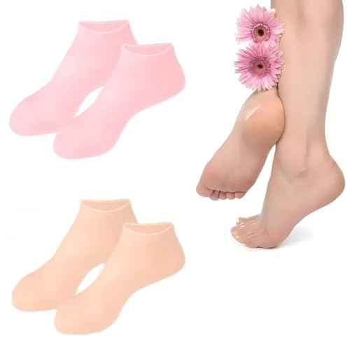 2 Pairs Silicone Socks for Dry Cracked Feet Women,Silicones Moisturizing Socks,Foot Spa Pedicure Silicone Socks for Repairing Dry Feet,Cracked Heels and Softening Rough Skin(Fits Size 8 to 11)