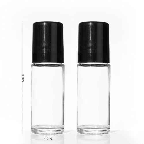 2 PCS Empty Glass Roller Bottles Plastic Roller Ball £¬Deodorant Roll On Bottles for Essential Oils, Perfume, Cosmetics £¨30ml £© (2pcs Round)