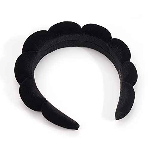 Ayesha Spa Headband for Women Sponge Headband for Washing Face Clouds Soft Hairband Makeup Headbands for Women Girls Shower Makeup Skincare (Black)