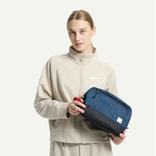 Travel Toiletry Bag 8L, Large Packing Cube with Waterproof TPU Wet/Dry Compartment (03 Blue Abyss)