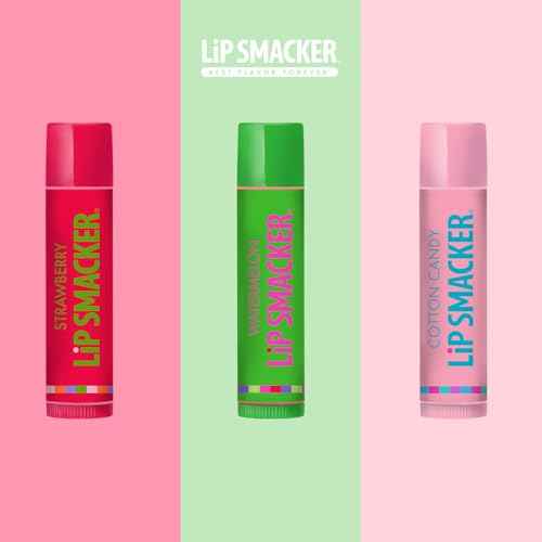 Lip Smackers Flavored Lip Balm Original & Best - Moisturizing, Soothing Trio Strawberry, Watermelon, & Cotton Candy