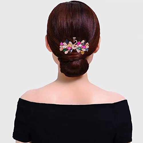 Peacock Rhinestone Hairpin Luxury Crystal Hair Barrette Clip(Colorful)