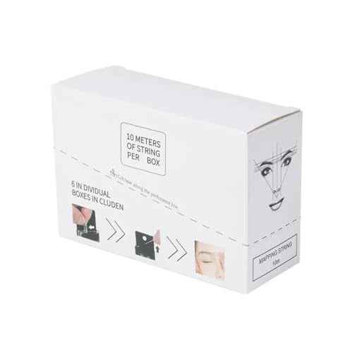 6 Pack Pre-ink Brow Mapping String for Microblading Eyebrow Marker Thread Tattoo PMU Positioning Eyebrow Measuring Tool for Marking Symmetrical Eyebrows (White-6pcs/box)