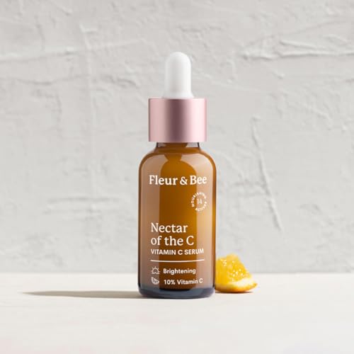 Vitamin C Serum for Face - 10% Vitamin C with Hyaluronic Acid, Vitamin E - Vegan & Clean - Anti Aging, Reduce Appearance of Wrinkles, Dark Age Spots, Lines - Nectar of the C by Fleur & Bee (1 Fl Oz)
