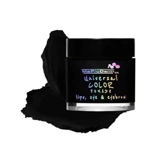 Universal Color Pomade 100 Coal. Apply as shadow, eyeliner, eyebrow, lip and blush.