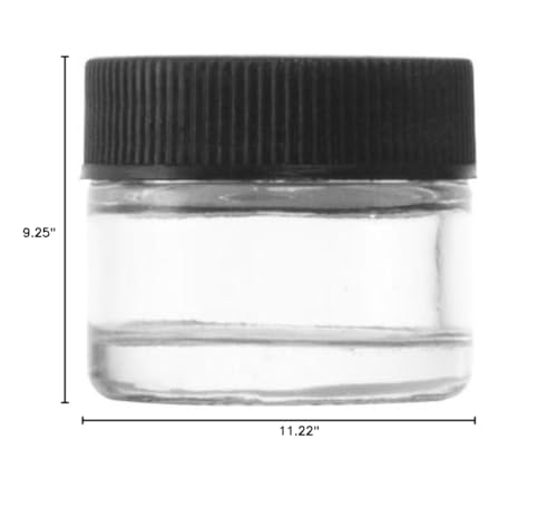 (250 Pack) 5ml Glass Screw Jars | Essential Oil, Concentrate, Lip Balm or Makeup Containers, Wax, Cosmetics | Black Lids, Black Caps | Mini Refillable Jars Great for Travel, Samples, & More