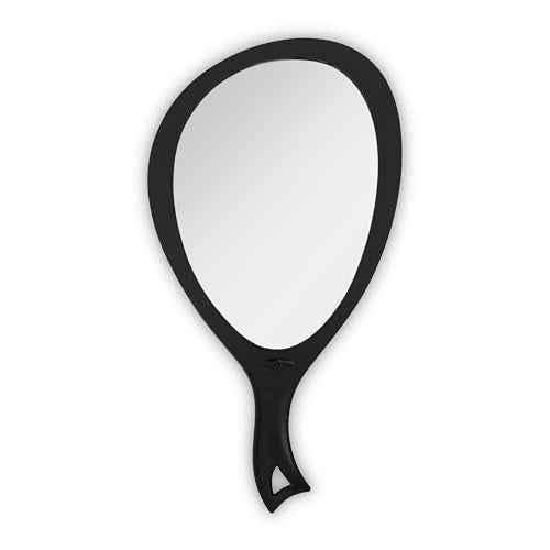 Zadro Salon Professional Extra Large Hand Mirror with Handle, 10" W x 19" L, Multi-Purpose Oval Handheld Mirror with New Distortion-Free Reflection (1, Black, Large (Pack of 1))