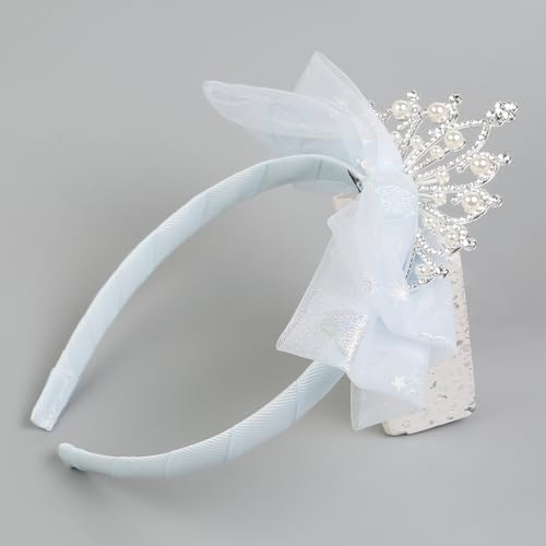 Huachi Girls Princess Tiara Crown Headbands Cute Tulle Bow Tiaras Birthday Headband for Girl Tiaras Crowns Head Band Party Fairy Costume Hair Accessories (Blue)